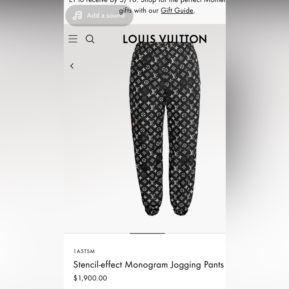 Black Louis Vuitton pants size small only worn once